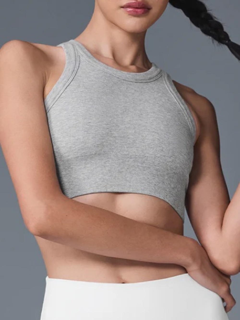 ALO | Seamless Delight High Neck Bra | Athletic Heather Grey